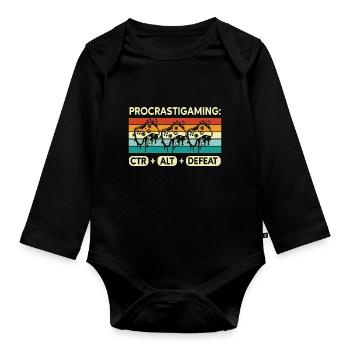 Gamer Procrastigaming CTR Alt Defeat Gaming - Body Bébé bio manches longues - noir - Devant