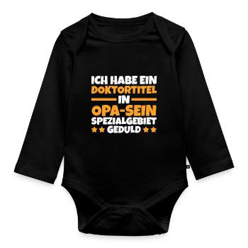 Grandfather Great-grandpa Great-grandfather Grandpa - Organic Longsleeve Baby Bodysuit - black - Front