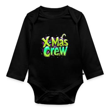 X-Mas Crew Weihnachtlich - Baby Bio-Langarm-Body - Schwarz - Vorne