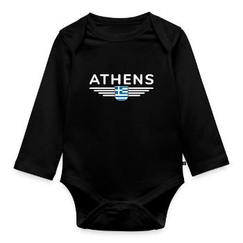 T-shirt Athens Fan au design élégant - Body Bébé bio manches longues - noir - Devant