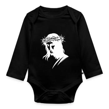 Christ Jesus - Organic Longsleeve Baby Bodysuit - black - Front