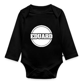 First name Eduard - Organic Longsleeve Baby Bodysuit - black - Front