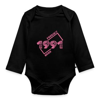 Né en 1991 - Body Bébé bio manches longues - noir - Devant