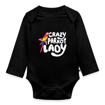 perroquet fou Lady Propriétaire d’oiseau de compagnie Perruche Perroquet - Body Bébé bio manches longues - noir - Devant