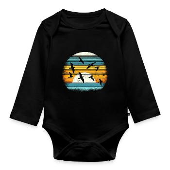 Vintage Birdwatching Bird Birder Birds Birdwatcher - Organic Longsleeve Baby Bodysuit - black - Front