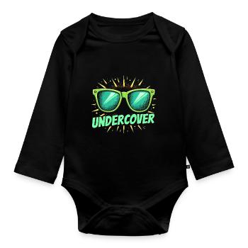 Lunettes de soleil drôles et costume de discours infiltré - Body Bébé bio manches longues - noir - Devant