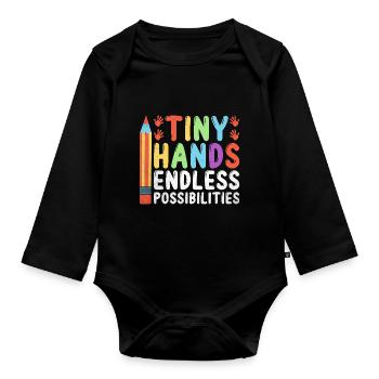 Petites mains, possibilités infinies Professeur d’école - Body Bébé bio manches longues - noir - Devant