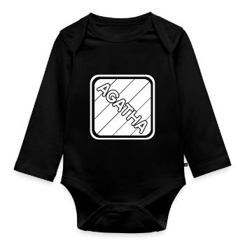 Geschenk für Agatha - Baby Bio-Langarm-Body - Schwarz - Vorne