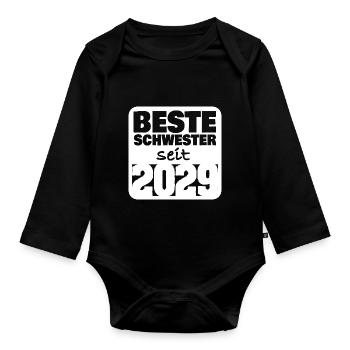 2029 - Organic Longsleeve Baby Bodysuit - black - Front