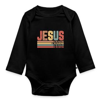 Jésus - Body Bébé bio manches longues - noir - Devant