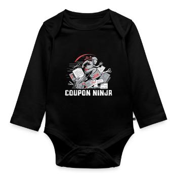Coupon Ninja Couponer Shopper Save Money Couponing - Organic Longsleeve Baby Bodysuit - black - Front