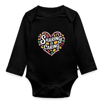 Sharing Is Caring Candy Heart Design - Organic Longsleeve Baby Bodysuit - black - Front