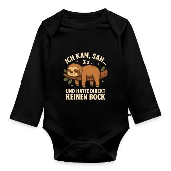 Faultier Geschenk Sloth Büro Arbeitskollege - Baby Bio-Langarm-Body - Schwarz - Vorne