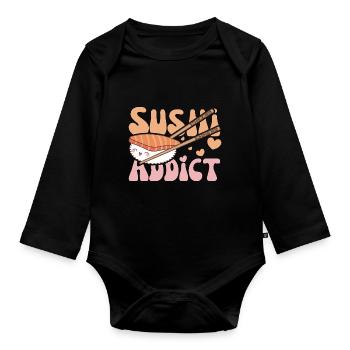 Sushi addict Kawaii Sushi - Body Bébé bio manches longues - noir - Devant