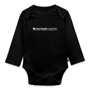 Normal Stuff Logo Rainbow - Organic Longsleeve Baby Bodysuit - black - Front