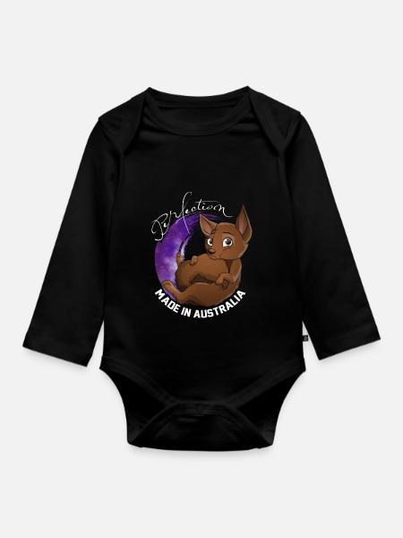 Kelpie Galaxie - Schokolade - Baby Bio-Langarm-Body - Schwarz