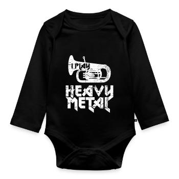 JE JOUE HEAVY METAL - Body Bébé bio manches longues - noir - Devant