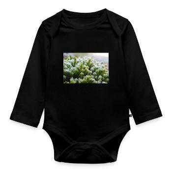 Moos Natur Makro Shot - Baby Bio-Langarm-Body - Schwarz - Vorne