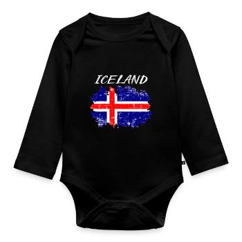 Iceland Island - Baby Bio-Langarm-Body - Schwarz - Vorne