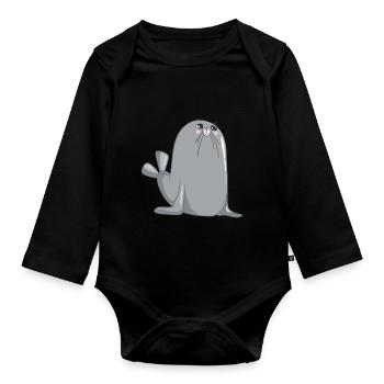 Doux phoque - Body Bébé bio manches longues - noir - Devant