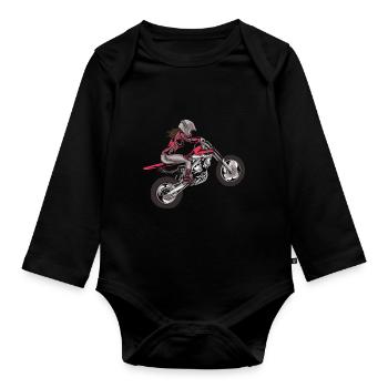 Cadeau fille motocross saleté moto moto - Body Bébé bio manches longues - noir - Devant