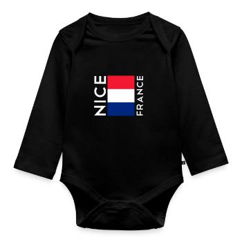 Nice, France - Organic Longsleeve Baby Bodysuit - black - Front