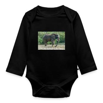 Elefant stampfte mit dem Fuß in den Sand. - Baby Bio-Langarm-Body - Schwarz - Vorne