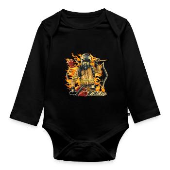Volunteer Fire Department Firefighter - Organic Longsleeve Baby Bodysuit - black - Front