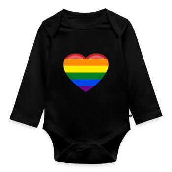 Heart LGBT Love Gift Gay Pride CSD - Organic Longsleeve Baby Bodysuit - black - Front