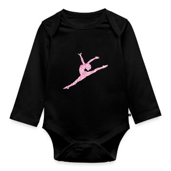 Pinke Turnerin - Baby Bio-Langarm-Body - Schwarz - Vorne