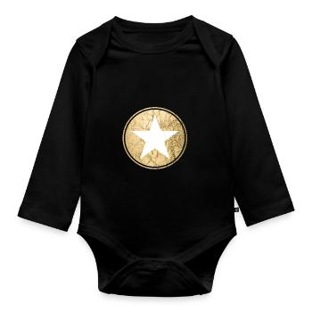 cooles t-shirt Stern Walk of Fame Geschenkidee - Baby Bio-Langarm-Body - Schwarz - Vorne