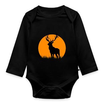 deer - Organic Longsleeve Baby Bodysuit - black - Front