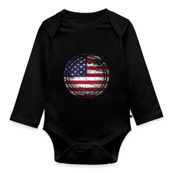 Usa Amerika - Baby Bio-Langarm-Body - Schwarz - Vorne