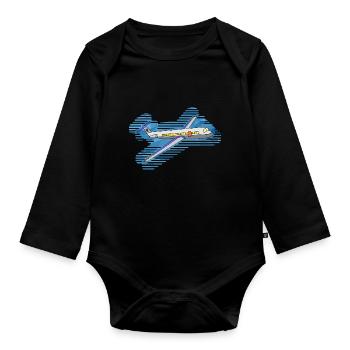 Plane - Organic Longsleeve Baby Bodysuit - black - Front