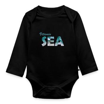 Vitamin Sea Meer Reisen Urlaub Strand Segeln - Baby Bio-Langarm-Body - Schwarz - Vorne