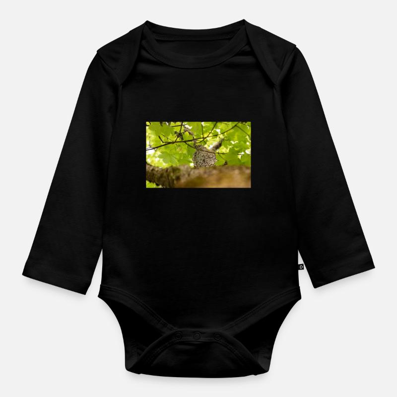 tree - Organic Longsleeve Baby Bodysuit - black