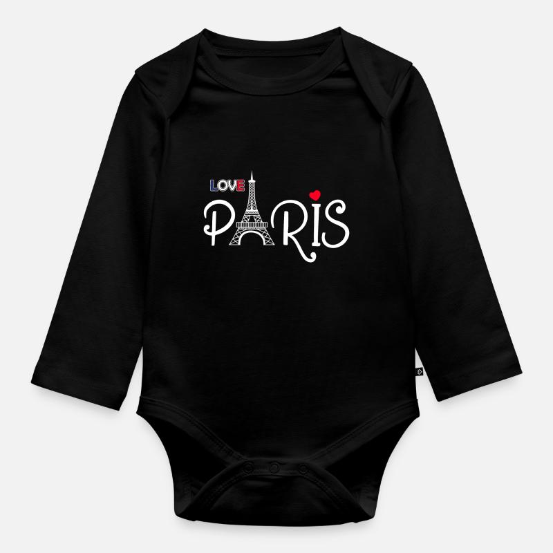 J'aime Paris - Love Paris - Body Bébé bio manches longues - noir