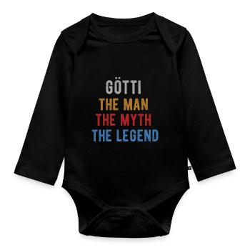 Götti Firmgötti Taufgötti Götti Questions - Body Bébé bio manches longues - noir - Devant