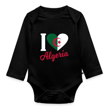 Algerien Afrika Geschenkidee - Baby Bio-Langarm-Body - Schwarz - Vorne