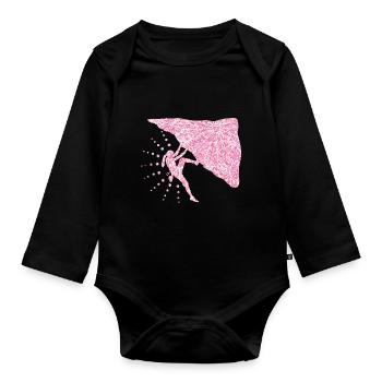 Mom climb mountains - Organic Longsleeve Baby Bodysuit - black - Front