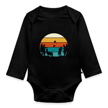 Rétro fishing - Body Bébé bio manches longues - noir - Devant