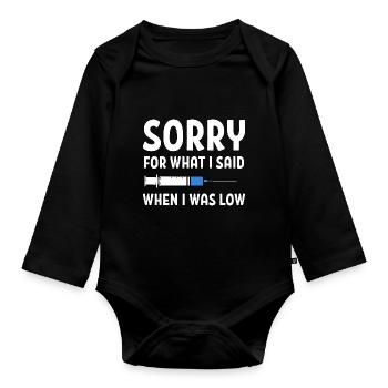 Diabetes Diabetiker Insulin - Baby Bio-Langarm-Body - Schwarz - Vorne