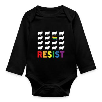 Niedliche Regenbogen Schafe für Stolz Monat und Sp - Baby Bio-Langarm-Body - Schwarz - Vorne