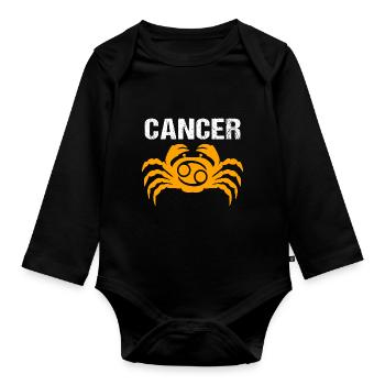Krebs Krebs Tierkreis Horoskop - Baby Bio-Langarm-Body - Schwarz - Vorne
