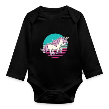 Unicorn Licorne Cheval Fabelwesen Unicorns - Body Bébé bio manches longues - noir - Devant
