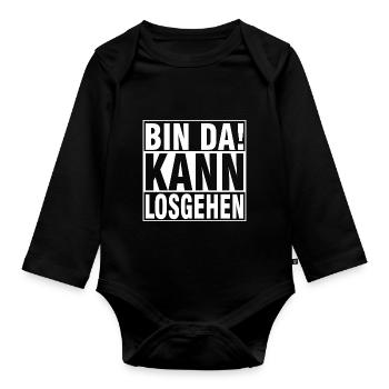 bin dA KANN LOSGEHEN - Baby Bio-Langarm-Body - Schwarz - Vorne