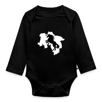 Lower Saxony Map and Horses Heraldic Animal - Organic Longsleeve Baby Bodysuit - black - Front