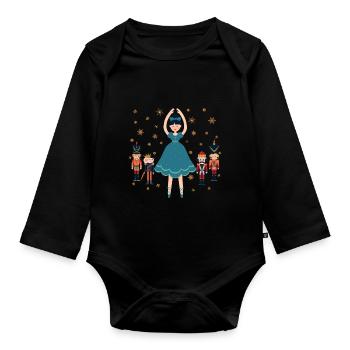 Klara Nussknacker Figur Prinz Ballett Weihnachts - Baby Bio-Langarm-Body - Schwarz - Vorne