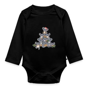 Arbre de Noël Koala avec Lumières Pingouin Fun - Body Bébé bio manches longues - noir - Devant