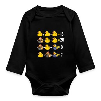 Order Of Operations Duckie Quiz Rubber Duck Math T - Organic Longsleeve Baby Bodysuit - black - Front